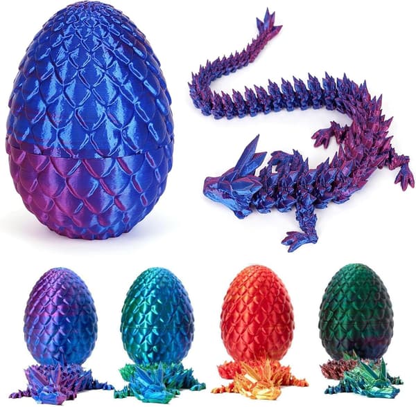 3D-printet drage med drageegg, drageleke til påskekurven, 3D-drage dinosaur egg skrivebordsleke, påskeeggdekorasjon