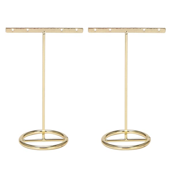 2x Ørepynt Display Stativ Gull Ørepynt Display Rack T-form Ørepynt Utstillingsvindu Gull Stor