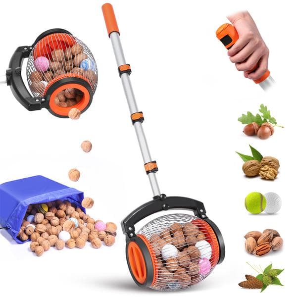 Nøtteplukker Pekannøttplukker - Sideåpningstømmer for eikenøtter, pekannøtter, buckeyes, hickory, Nerf-baller, golfballer