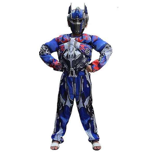 Barn Optimus Prime Kostym Superhjälte Transformers Jumpsuit Dräkt Halloween Rollspel Muskel Kostym Pojkar Anime Mask Present M(7-9Y)