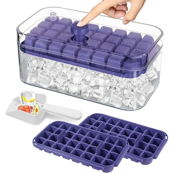 Isbitsform med lock och behållare, 2-pack isformar för frys