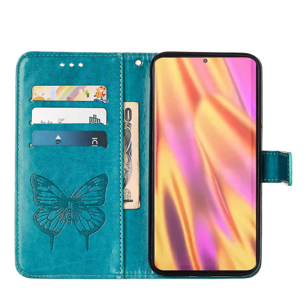 Kompatibel med Samsung Galaxy S23 Ultra 5g Flip Case Cover Premium Läder Prägling Magnetisk Blue