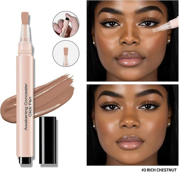 Concealer Click Pen, Flydende Concealer Pen, Concealer til Mørke Rande, Let Dækkeevne, Holdbar Formel, til Piger Rich Chestnut