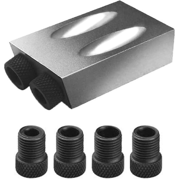 Pocket Hole Jig, 15 6/8/10 mm Set Oblique Positioner Lokaliseringsverktyg, Skruv Pocket Hole Jig, Träbearbetningsvinkelborrstyrsats (grå)