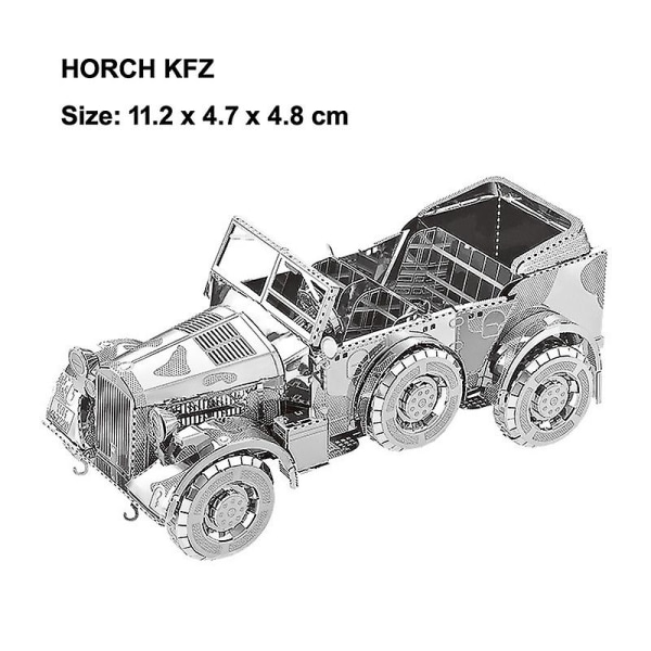 3d gør-det-selv metal trafikværktøj Modelpuslespil Klassisk retro-køretøj Beatles Tog Wrangler Panzer Saml puslespil Legetøj til voksen Horch KFZ