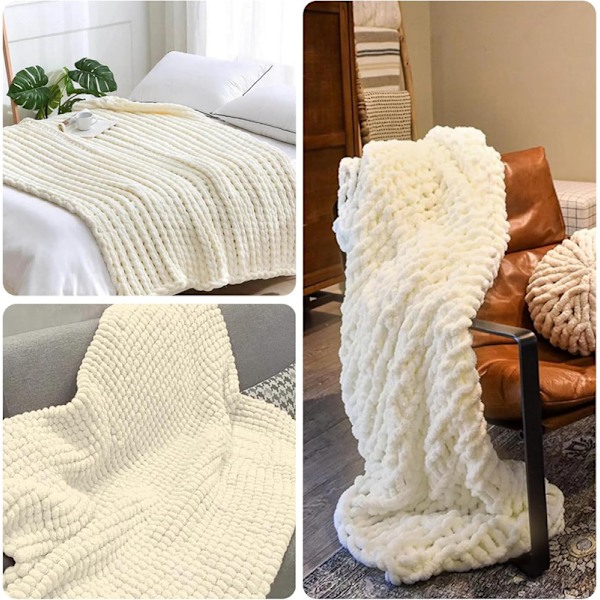 Tjockt Ullgarn 250g × 2, Stickgarn Grovt Garn Flerfärgat Garn, för Garnprojekt Milky white