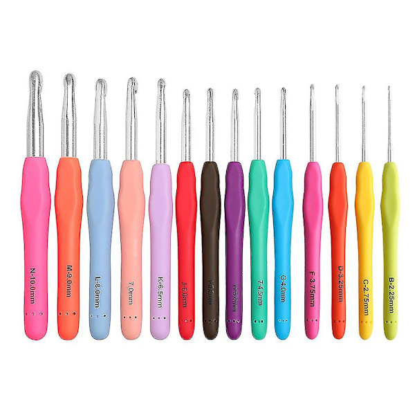 14 st virknålsset ergonomiska mjuka handtag garn stickning nålar kit