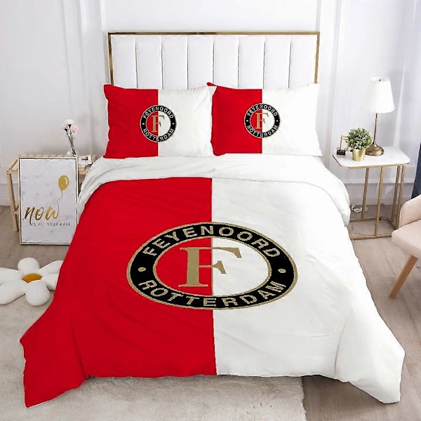 v558 Påslakanset Dubbelt Täcke Sängkläder Sängset Täcke F-feyenoord fc Örngott Täcke Örngott Täcke 3-delat 135x200cm 53x78in