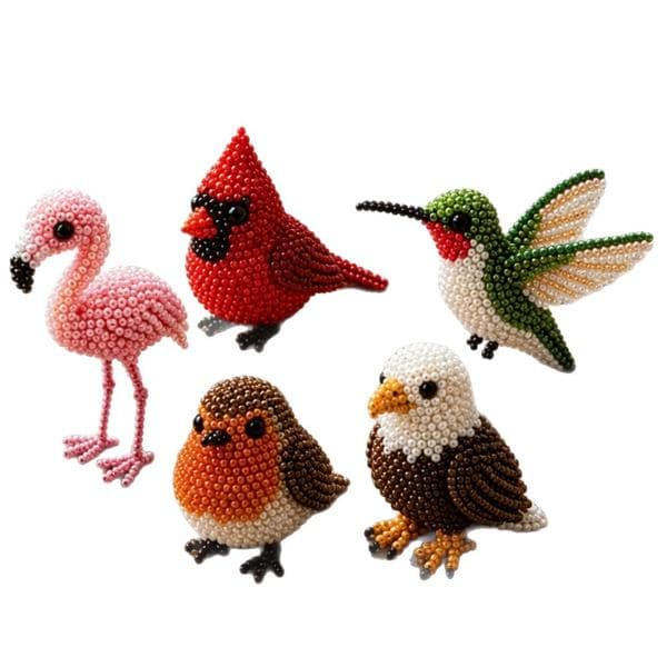 Small 3D Beaded Animal DIY Kit - Cute Mini Bird Bead Embroidery Kit, Create Adorable 3D Beaded Crafts, Beginner-Friendly Handmade Bead Art Set
