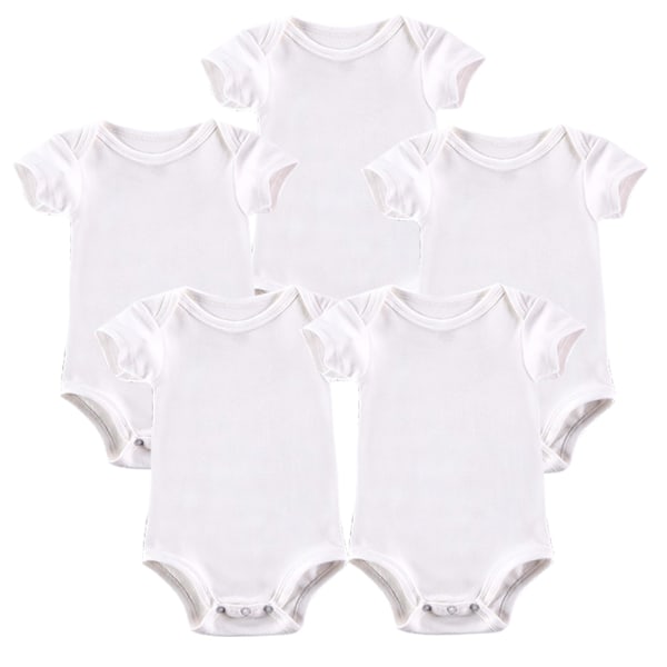 Unisex Baby 5 Pack Short Sleeve Bodysuits White- 3 Months