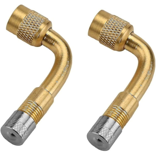 2-pack Universal Däckventilförlängning, 90 Grader Däck Schrader Ventilförlängning Mässing Adapter Kompatibel För Personbilar, Barnvagn, Cyklar, Mo