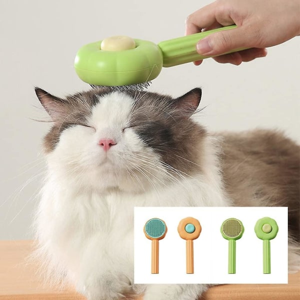 Rengöringsborste för husdjurshår, enkel katthundhårborste, återanvändbar solrosform för husdjurskämning Rengöring med ett klick Green
