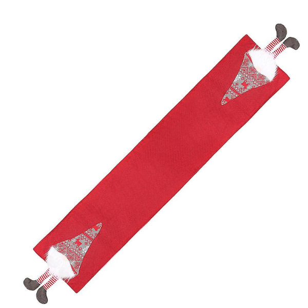 Julbordslöpare med Gnome Linne Bordsdekoration Juldvärgar (212*34cm, röd) Bd