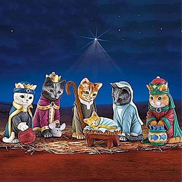 Katt-Julkrubba Inomhus Katt-Julkrubba Katt-Juldekoration Söt Katt