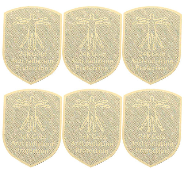 6 st strålskyddsetiketter för mobiltelefoner, strålningsblockerare för mobiltelefoner Golden 3.00X2.20X0.10CM