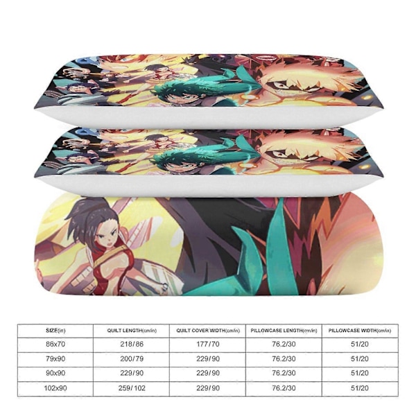 v745 My Hero Academia Anime 3-delars Twin Sängset Blekningsresistent Mikrofiber io745 135x200cm 53x78in