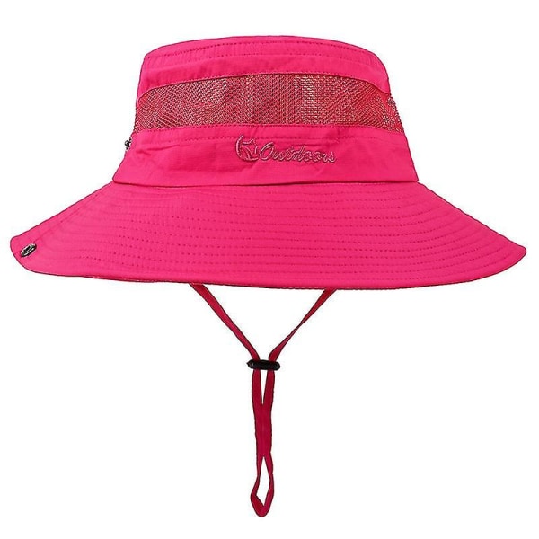 Herr/dam UV-skydd Solhatt Bred brättad hatt för vandring Fiske Safari Rose Röd