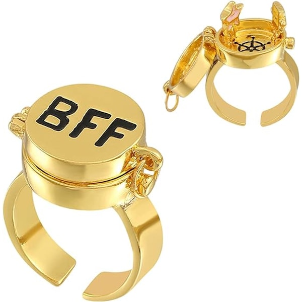 Ring,Cute Anime Aesthetic Friendship Open Ring for Teens, Ring Openable Design, Best Friends Friendship Copper Ring, Symbol of Friendship