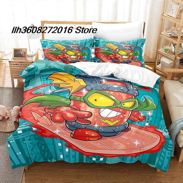 v851 Sengetøj Super Zings Sengesæt Enkelt Dobbelt Fuld Queen King Size Sengesæt Voksen Børn Soveværelse Dynebetræk Sæt Kawaii Anime Sengetøj Sæt 3 Dele 135x200cm 53x78in