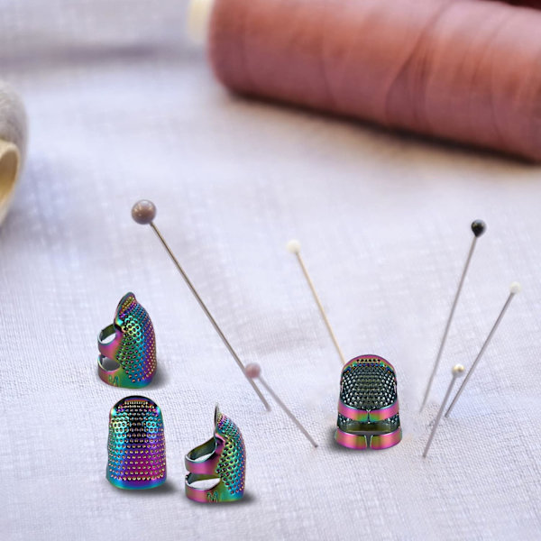 4 kappaletta ompelutikkuja, metalliset kupariset ompelutikut sormensuojus säädettävä käsityötarvikkeet DIY ompelutyökalut