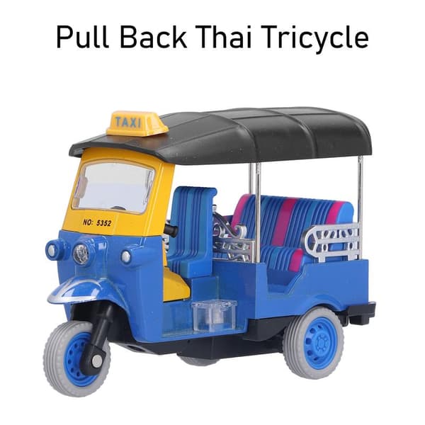 Thai Rickshaw with Pull Back Function, Simulation Alloy Tuk-Tuk Model Toy, Children's Car Toy, Blue Children's Gift