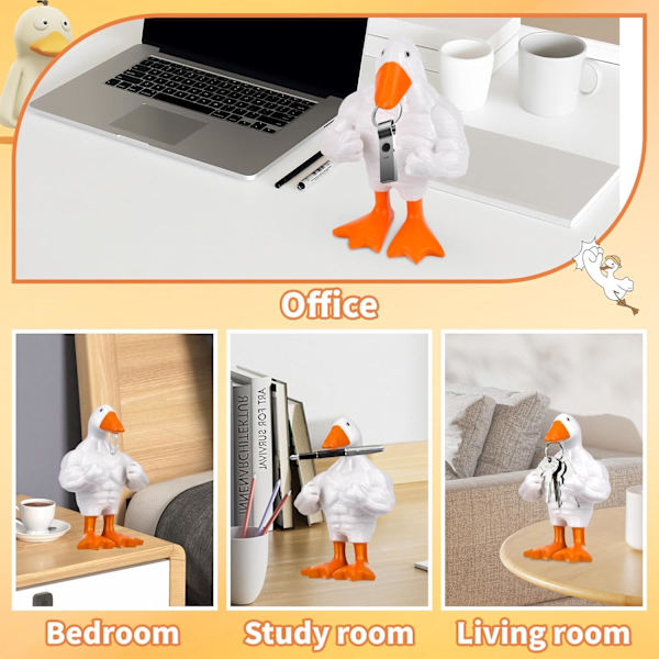 Pipihome Magnetisk Gåseand Nøgleholder Muskuløs And Statue Ornament Sød Harpiks Muskuløs Gåseand Statue Sjov Dyremagnetisk Nøgleholder