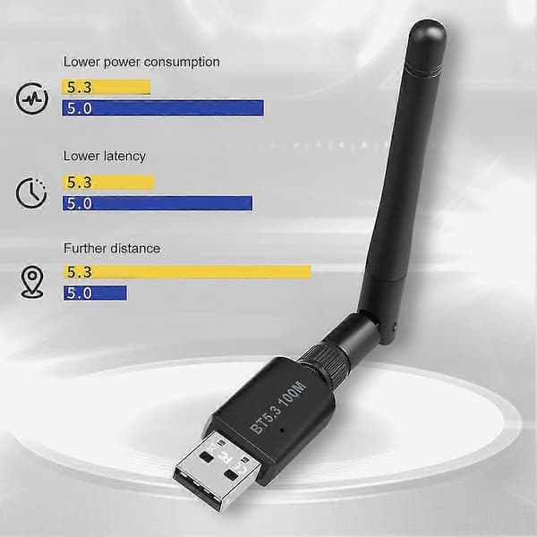Trådløs adapter 100M lang rækkevidde lyd USB modtager sender 3Mbps Bluetooth-kompatibel 5.3 understøtter Windows 7/win8.1/win10/11