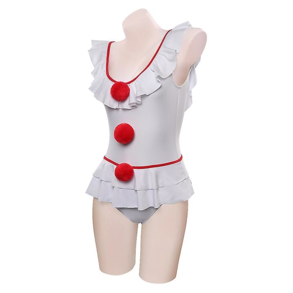 Pennywise Cosplay Sexet Jumpsuit Kostume til Kvinder og Piger - Bodysuit Outfits til Halloween Karneval Rollespil XXL