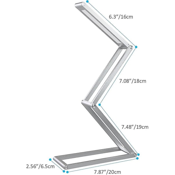 Led skrivebordslampe, Elzo trådløs aluminium foldbar dæmpbar bordlampe med USB-opladning, 2 lysstyrkemodus beskytter dine øjne til børn