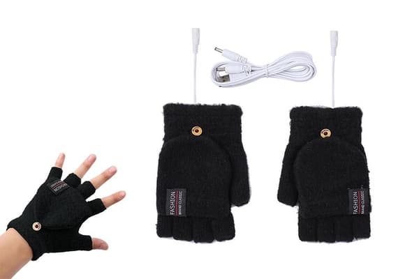USB-opvarmede elektriske handsker med halve fingre