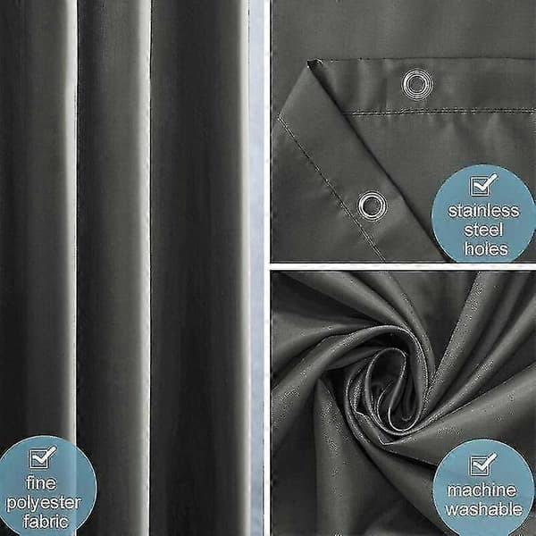 Extra bred duschdraperi 240x200 cm - Mörkgrå, mögelresistent, vattentät