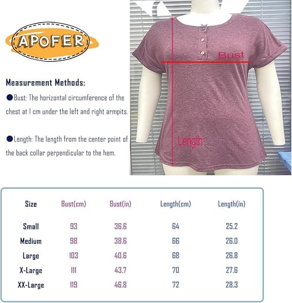 Kvinders afslappede kortærmede T-shirts Rund Hals Tunika Basic Sommertop Henry Skjorte