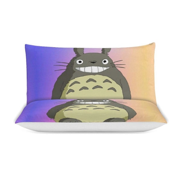 x24 Min Nabo Totoro Dynetrekk Mikrofiber Sengetøy Sett 3D Trykt Lettvekt 3-delt Dynesett, 1 Dynetrekk og 2 Putetrekk for Barn 135x200cm 53x78in