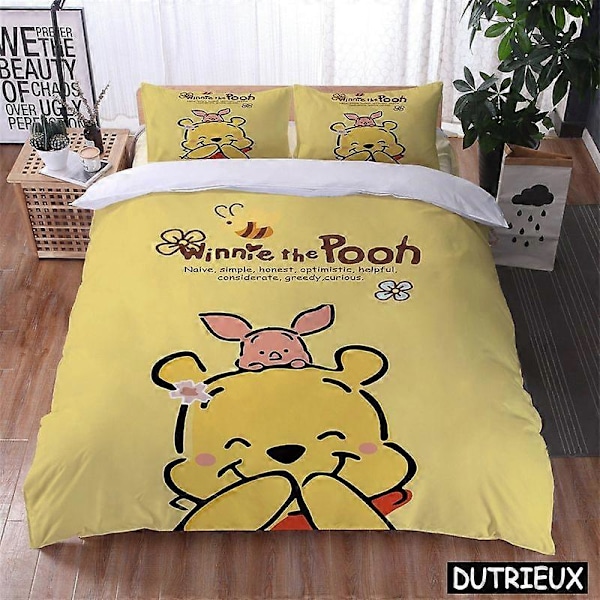 v679 Sängkläder Tecknad Nalle Puh Kawaii Sängklädesset Queen King Size Påslakanset För Barn Pojkar Flickor Gåva Sovrumsinredning 3-Delars Sängklädesset 135x200cm 53x78in