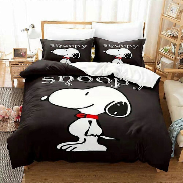 v1662 Sängkläder Härlig Snoopy Tecknad Söt Täcke Påslakan Set Queen Sänglinne Sängkläder 3-delars Sängklädesset (1 Påslakan + 2 Örngott) Sänglakan 135x200cm 53x78in