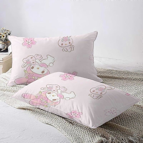 v498 Diez rosa min kaninmelodi påslakanset 3D-tryckt täcke med 2 örngott för barn flickor mjukt mikrofiber 3-delars sängklädesset - hello cat Kitty 200x200cm 78x78in