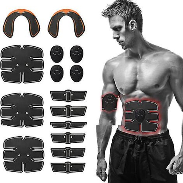 15 stk. Ems Ultimate Muscle Stimulator Treningsutstyr Hip Trainer Set Equipement De Fitness Fit Full Body, Noir