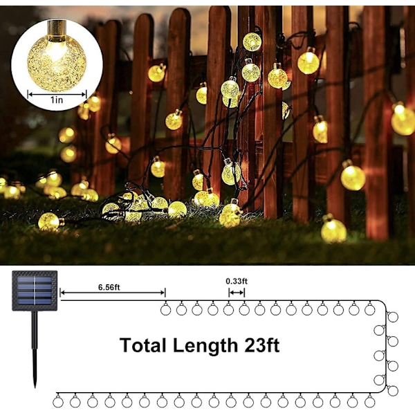 Solcellsdrivna Trädgårdslampor, 7,3 meter 50 LED Solarslinga Vattentäta Dekorationslampor för Hem, Trädgård, Fest, Camping, Jul, Festival (Varmvit) Warm White