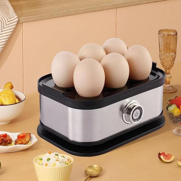 Smart Egg Cooker with Automatic Shut-off, Easy Egg Boiling with Stainless Steel Egg Cooker, Multifunctional 6-in-1 Electric Rapid Egg Cooker
