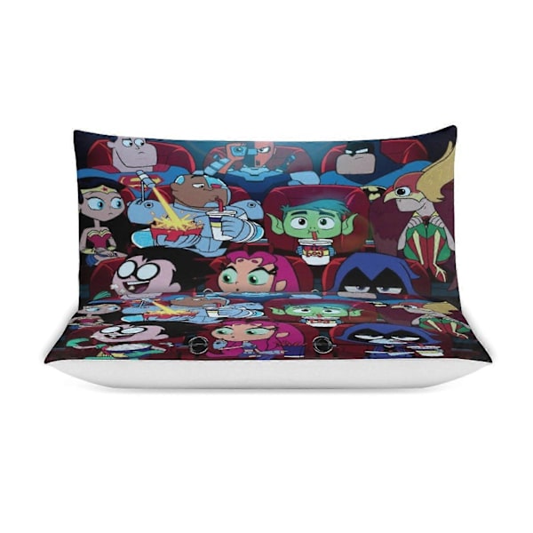 x185 Teen Titans Go 3-delt sengetøjssæt Varmt og behageligt blødt dynebetræk sengetøjssæt med 1 dynebetræk og 2 pudebetræk til soveværelse b185 135x200cm 53x78in