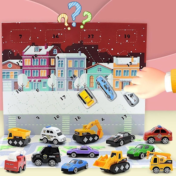 Juldekorationer Julnedräkningskalender Blind Box 24st Legering Brandbil Bil Teknisk Fordon Julgåva