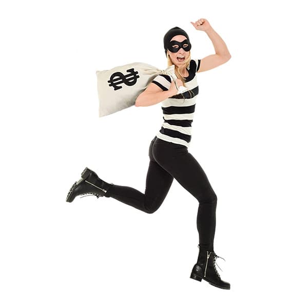 Halloween Tyvesæt Pengepose Hue Handsker Maske One Size Tyv 4-dele