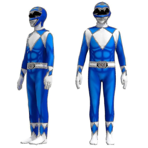 Power Ranger Kostume Voksen Mænd Bodysuit Voksen Halloween Kostume Blue 160cm