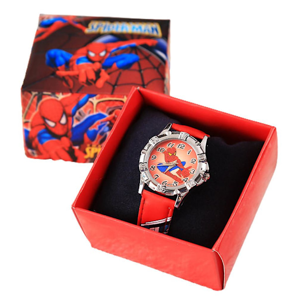 Barn Spiderman Superhjälte Armbandsur Barn Pojkar Flickor Klocka Present Med Låda Red