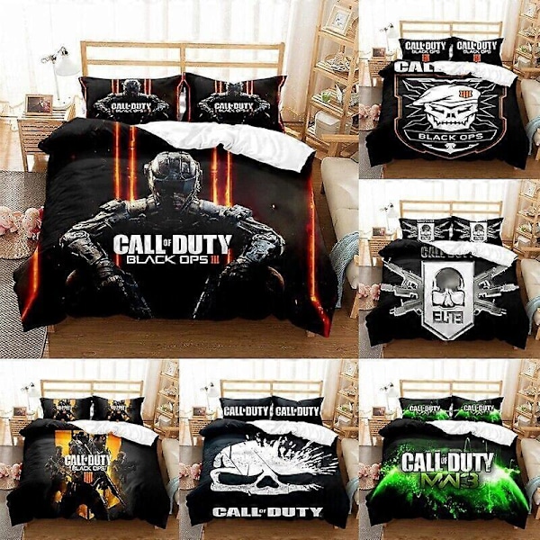 v4962 Sengetøy Call Of Duty Dynetrekk 3 stk Sengetøysett Putetrekk Gave Sengetøy IU4962 135x200cm 53x78in