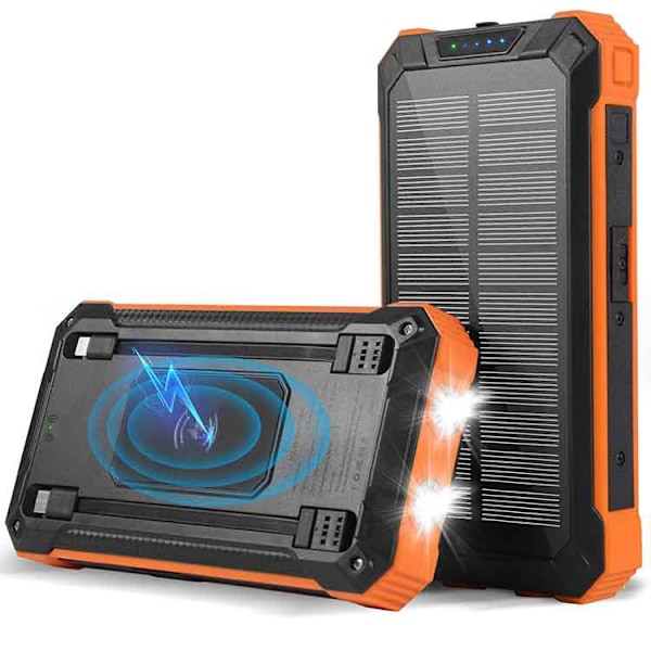 5V3A Aurinkolaturi - Suuri kapasiteetti 30000mAh Vedenkestävä Langaton Lataus Powerbank - Mukana kaapeli