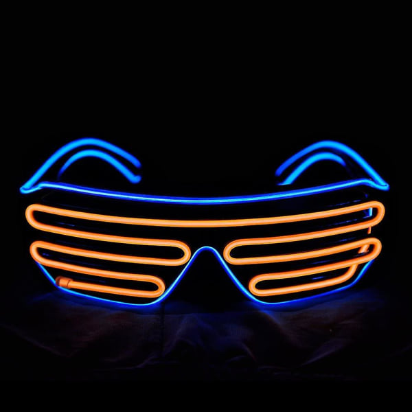 Briller Blinkende Led Solbriller Lys Op Kostumer Til 80'erne, Edm, Fest Rb03 (blå + Orange)