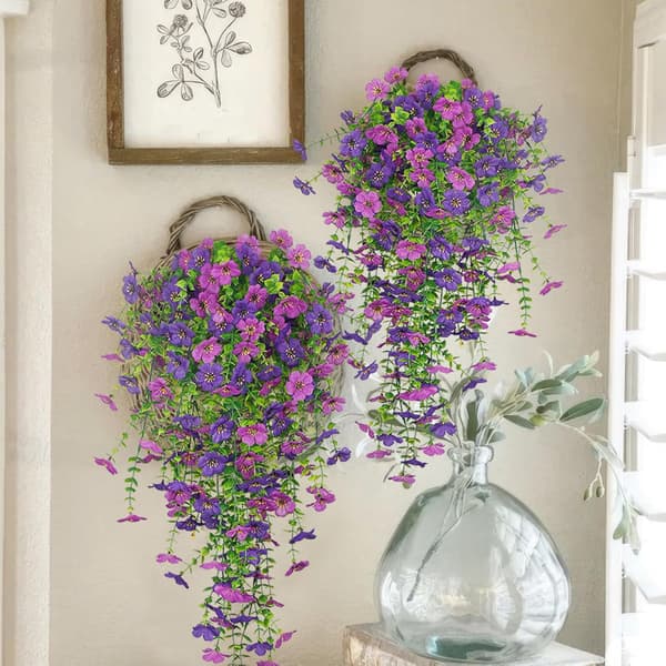Kunstige hængeblomster 1-pak silke-look med eukalyptus til haven 26*14cm