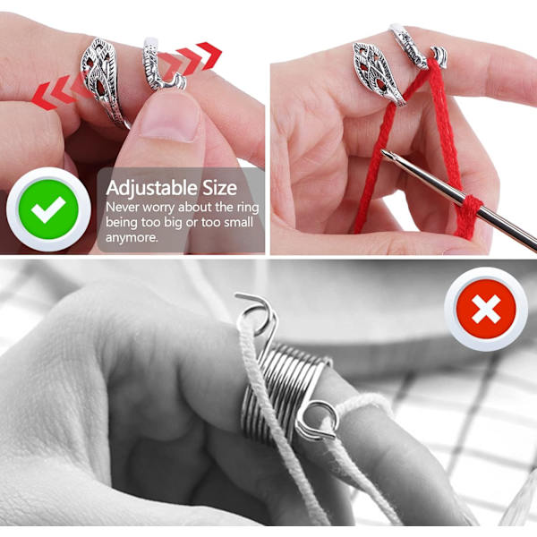 3 stk justerbare strikkehekle ringer strikketilbehør flettet påfugl åpen finger ring justerbar flettet ring for raskere strikking
