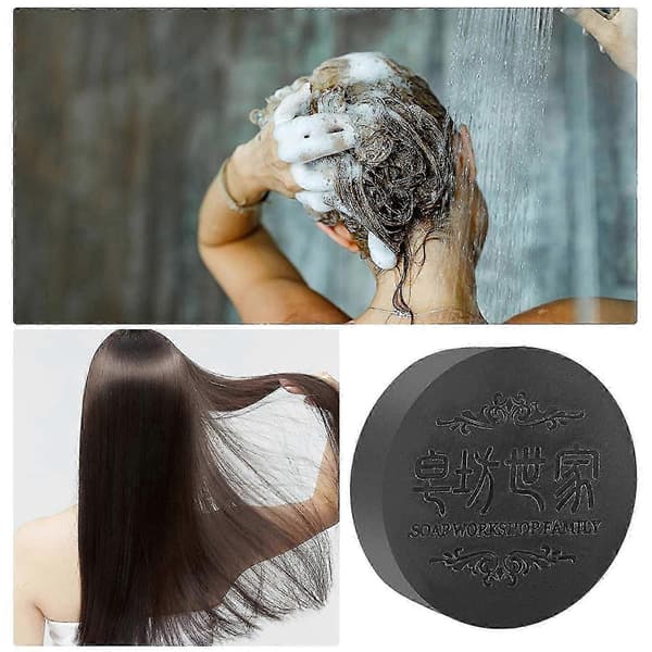 Polygonum Sæbe til Hårvækst og Sort Tykt Hår Shampoo Bar Naturlig Hårplejebehandling 2PC